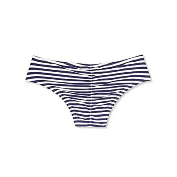 Juniors Ribbed Cheeky Hipster Bikini Bottom Loo- Xhilaration Navy Stripe XS 00 - Picture 12 of 12